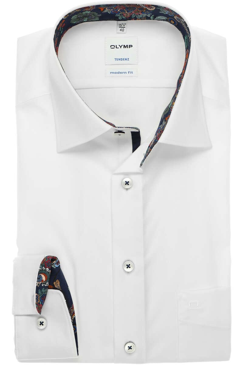 OLYMP Tendenz Modern Fit Hemd weiss, Einfarbig 40 - M OLYMP Tendenz Modern Fit Hemd weiss, Einfarbig 40 - M