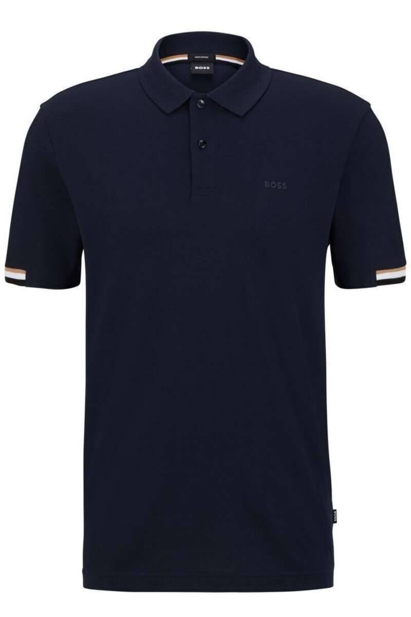 BOSS Regular Fit Polo shirt donkerblauw, Effen