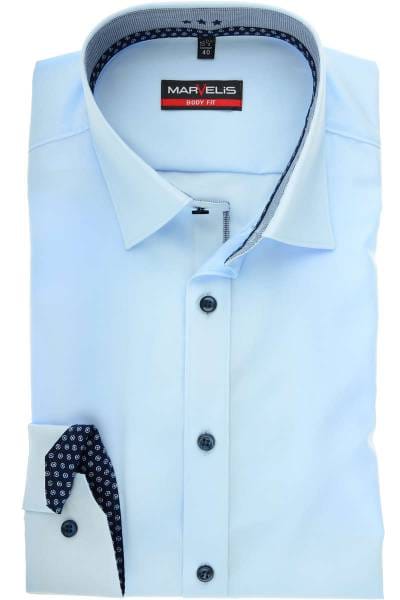 Marvelis Body Fit Hemd bleu, Einfarbig