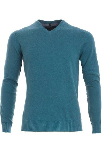 Marvelis Strickpullover V-Ausschnitt smaragd, einfarbig