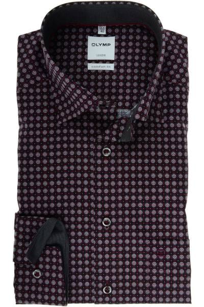 Olymp Luxor Comfort Fit Hemd chianti, Gemustert