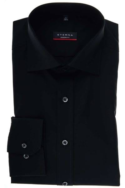 Eterna Hemd - Modern Fit - schwarz, Einfarbig