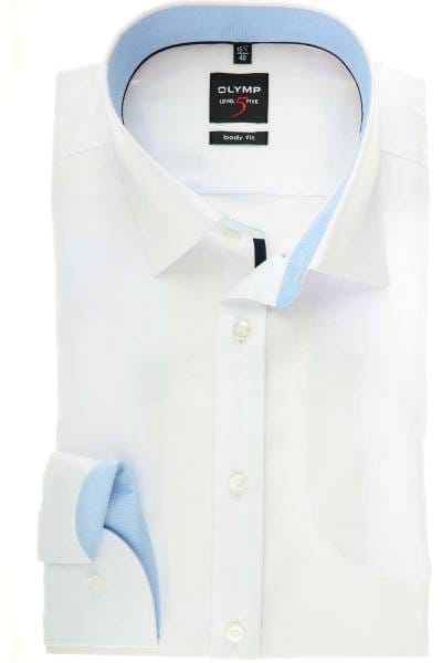 OLYMP Level Five Body Fit Hemd weiss, Faux-uni