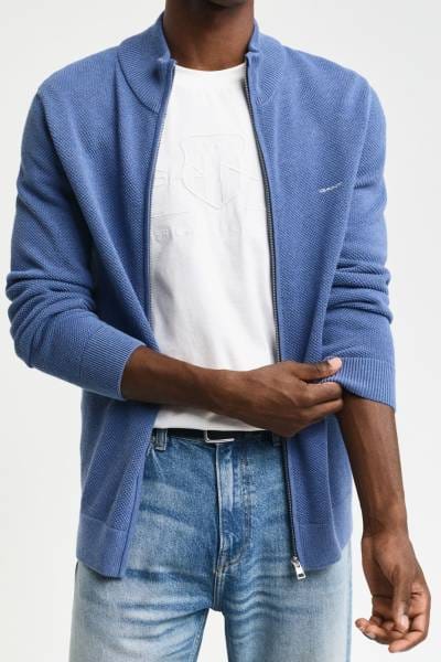 Herren Reißverschluss-Cardigan - Gerippter Strick mit Seitentaschen