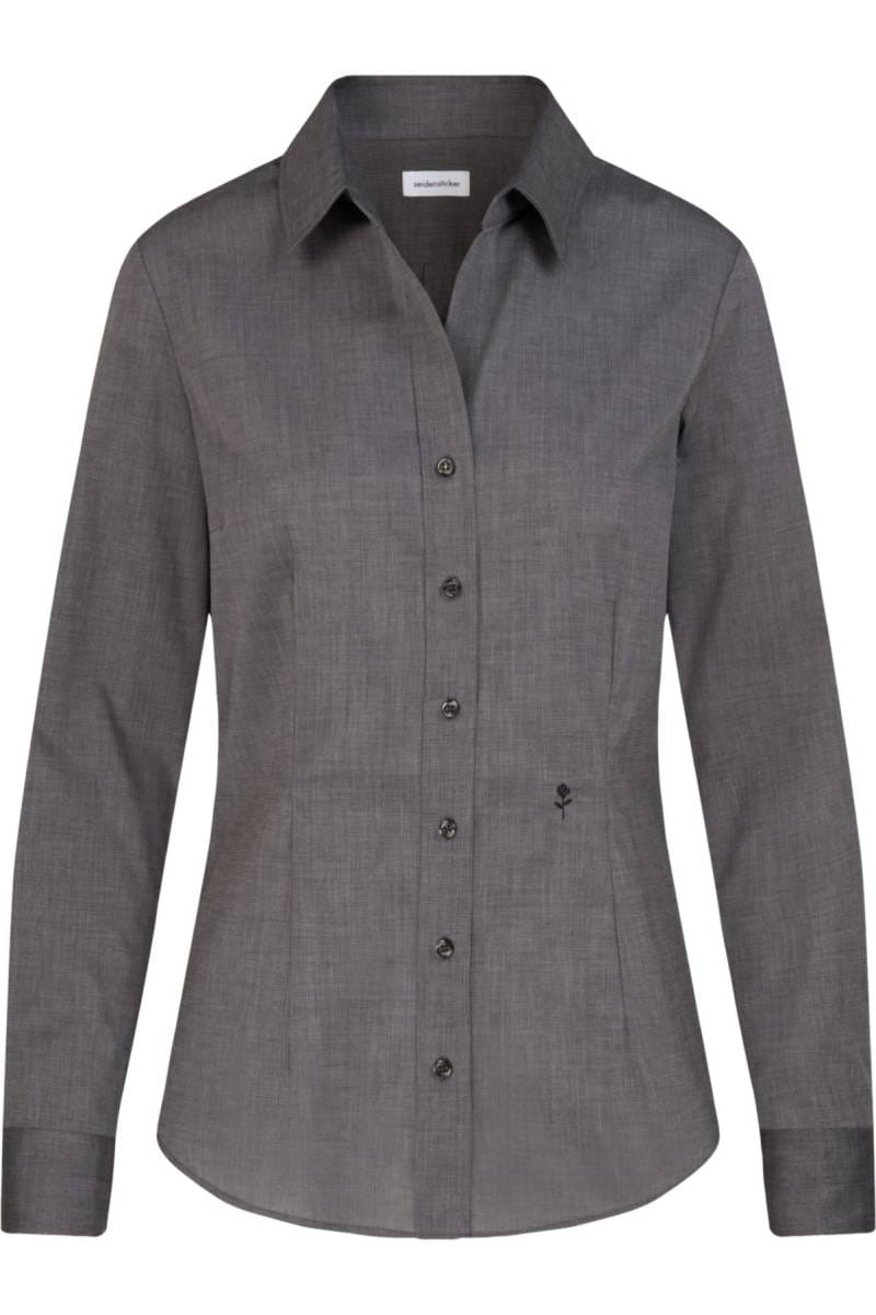 Seidensticker Damesblouse, hemdblouse, slimfit, lange mouwen, effen, 100% katoen, lichtblauw geruit, 46