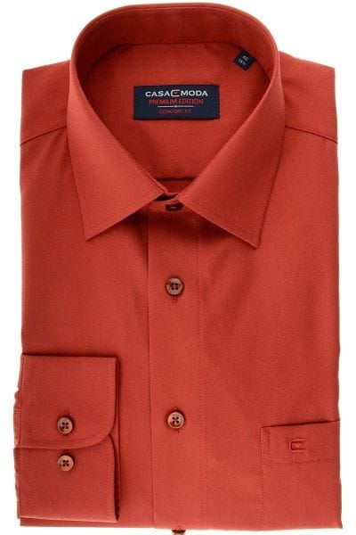 Casa Moda Hemd - Comfort Fit - orange, Einfarbig