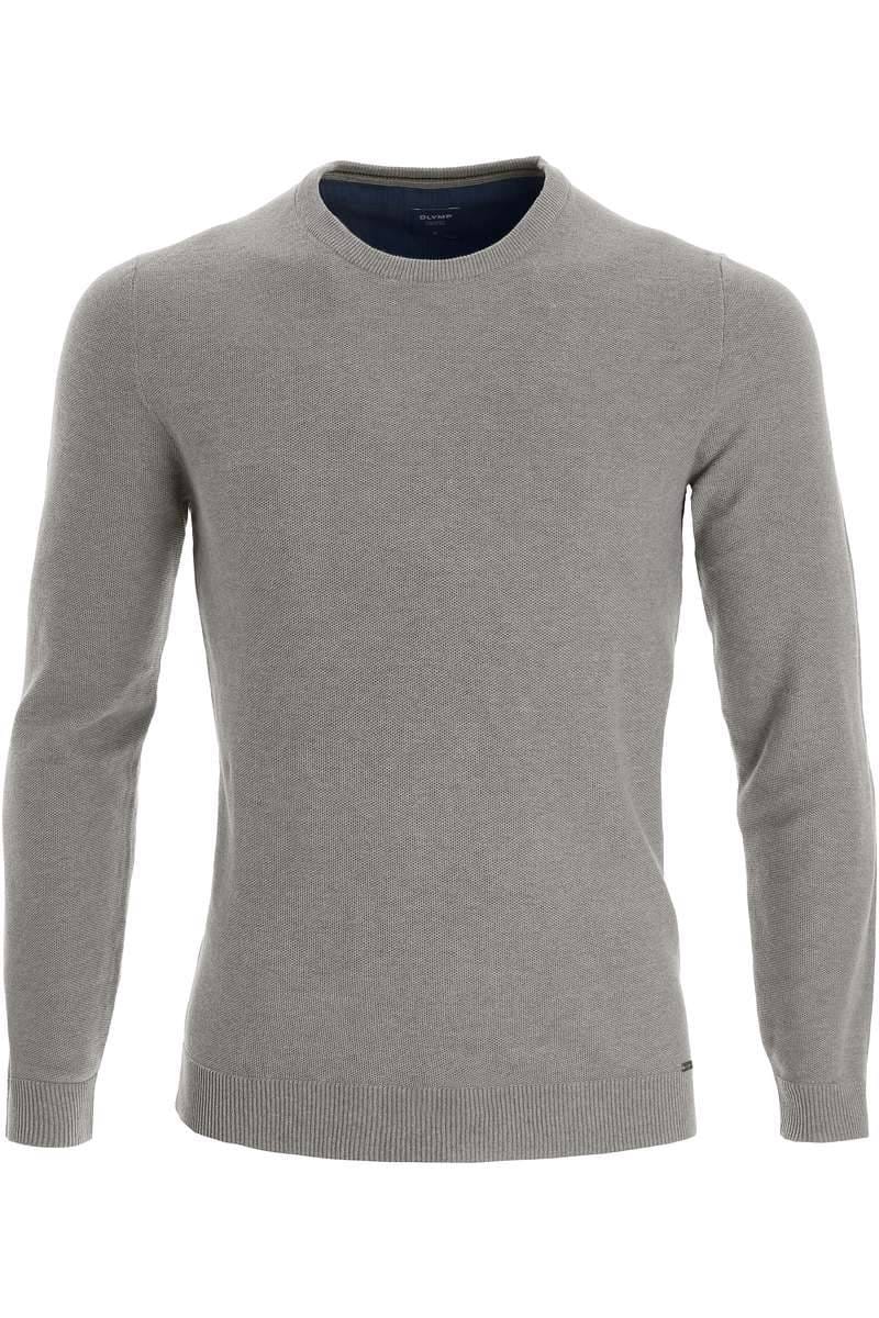 OLYMP Modern Fit Strickpullover Rundhals grau, einfarbig