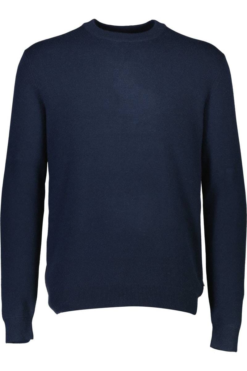 Michaelis heren trui katoenmengsel, slim fit trui met V-hals, blauw