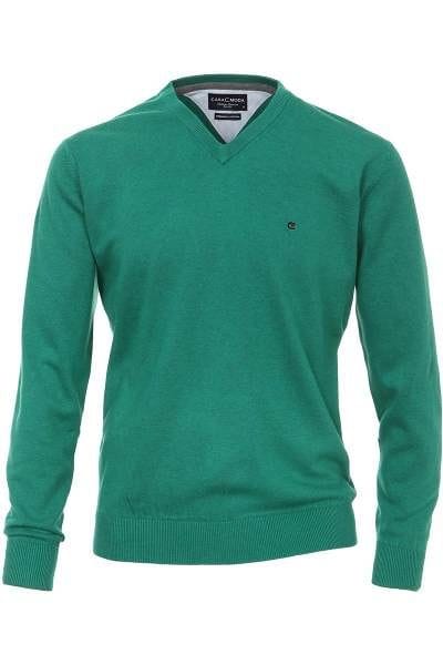 Casa Moda Strickpullover V-Ausschnitt Pullover - grün
