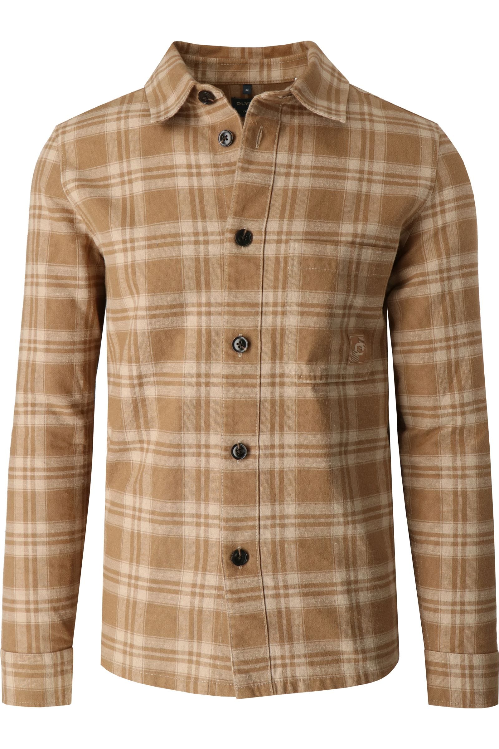 OLYMP Casual Overshirt Hemdjacke beige, Kariert