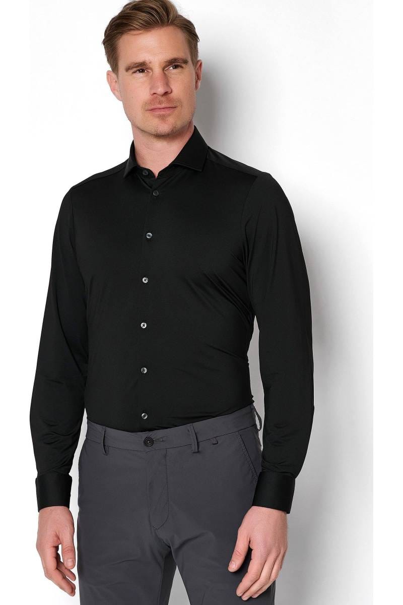 Denim Shirt Black Calvin Klein Dress Shirt Pure Functional Slim Fit Jersey  Shirt Black, One Colour
