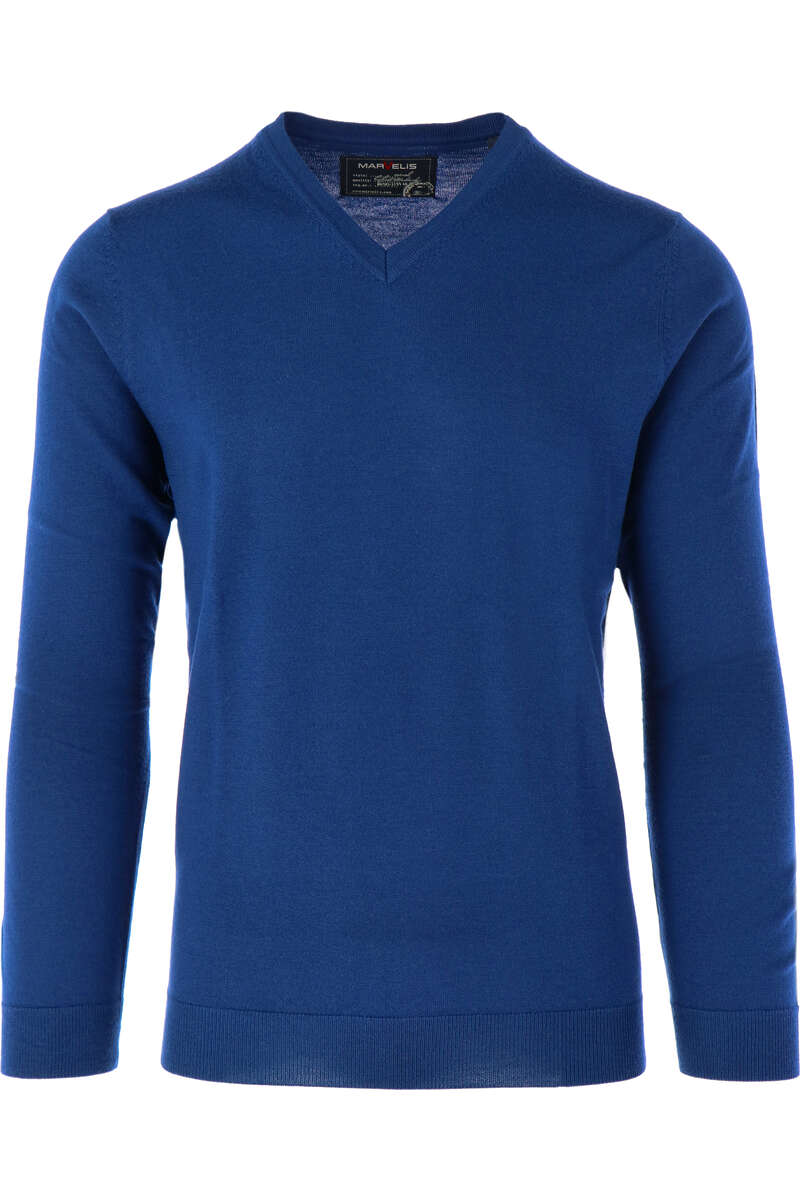 Marvelis Modern Fit Strickpullover V-Ausschnitt blau, einfarbig M Marvelis Modern Fit Strickpullover V-Ausschnitt blau, einfarbig M