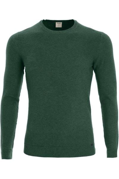 OLYMP Level Five Body Fit Strickpullover Rundhals lindgrün, einfarbig