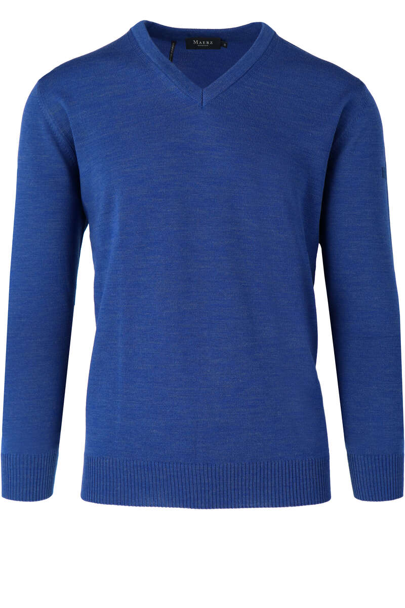 Maerz Classic Fit Pullover V-Ausschnitt mittelblau, einfarbig 48 - 3XL Maerz Classic Fit Pullover V-Ausschnitt mittelblau, einfarbig 48 - 3XL