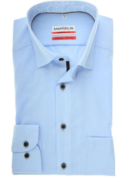 Marvelis Modern Fit Hemd hellblau, Einfarbig