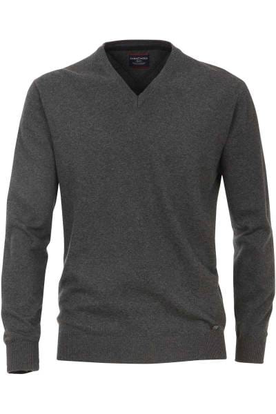 Casa Moda Strickpullover V-Ausschnitt anthrazit, einfarbig