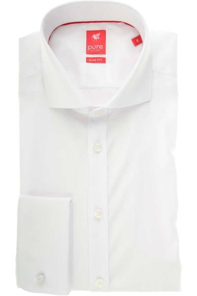 Pure Hemd - Slim Fit - weiss, Einfarbig