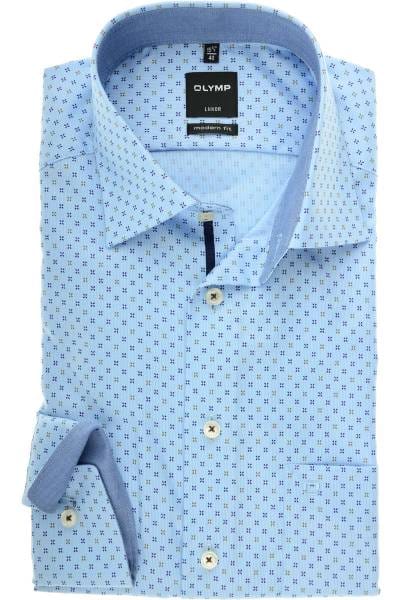 OLYMP Luxor Modern Fit Hemd blau/braun, Gemustert