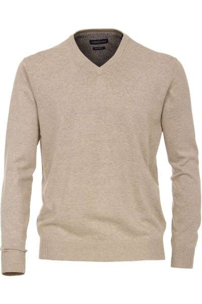 Casa Moda Strickpullover V-Auschnitt hellbraun, einfarbig