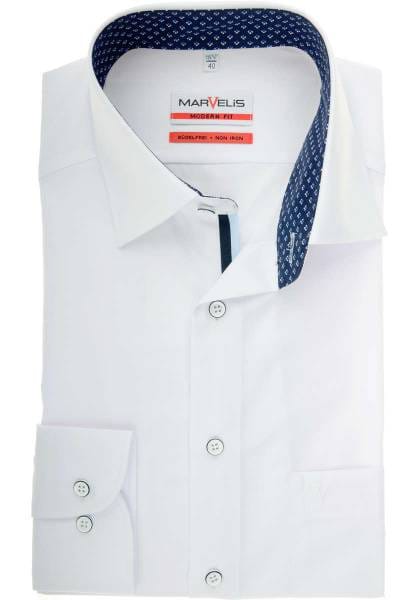 Marvelis Modern Fit Hemd weiss, Einfarbig