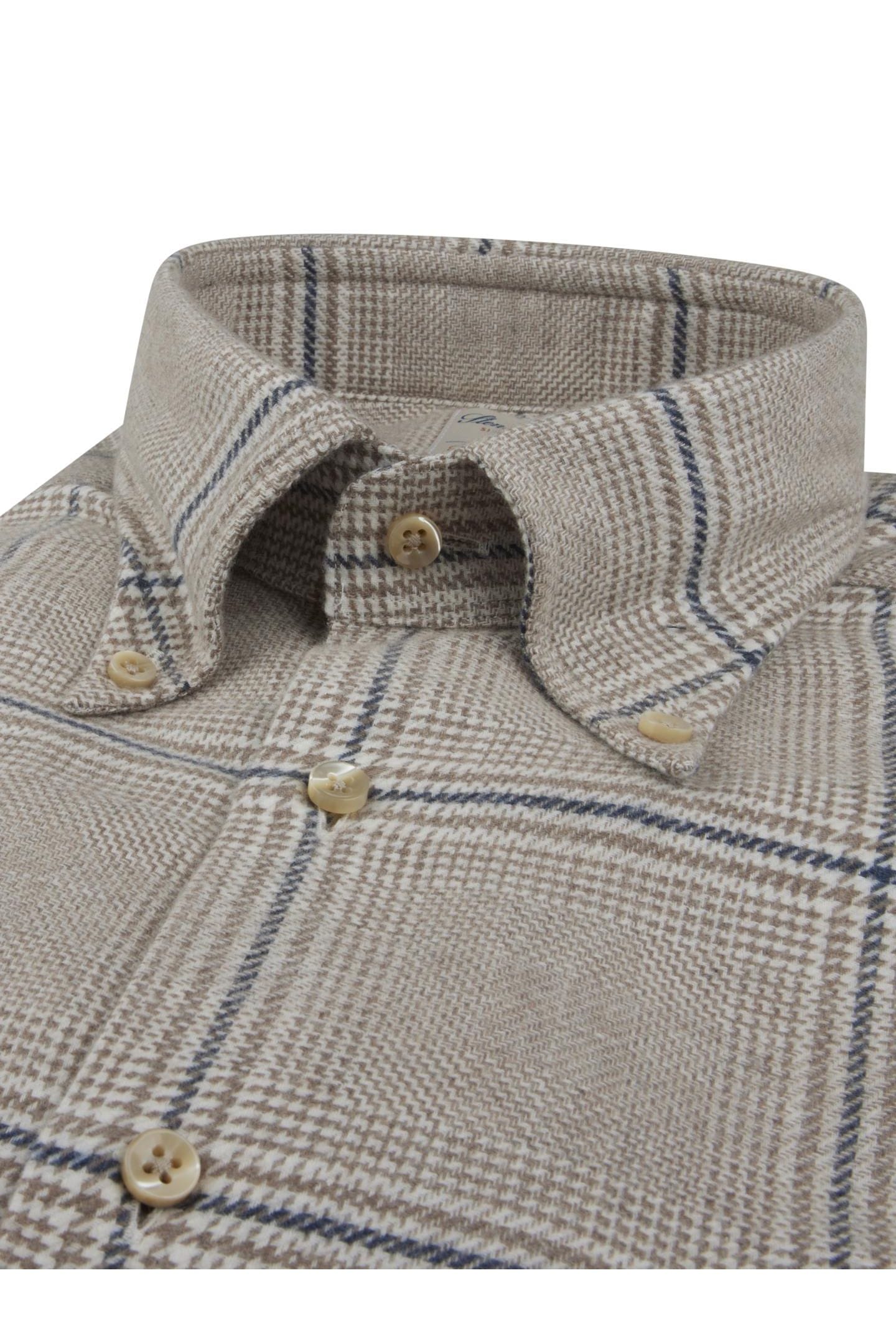 Body Flannels Stenströms Fitted Body flannel shirt beige, Chequered | Hemden.de