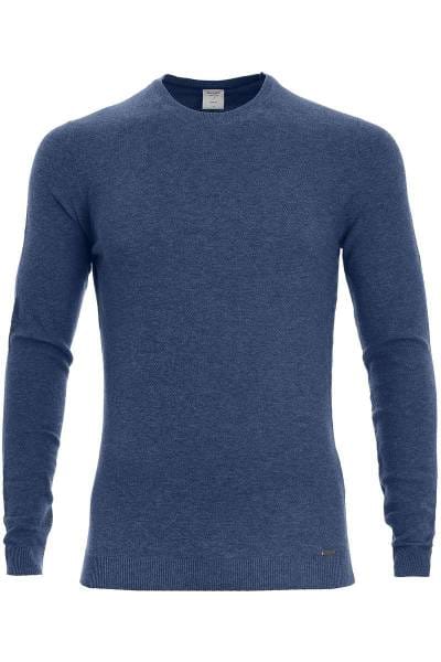 OLYMP Level Five Strickpullover Rundhals rauchblau, einfarbig