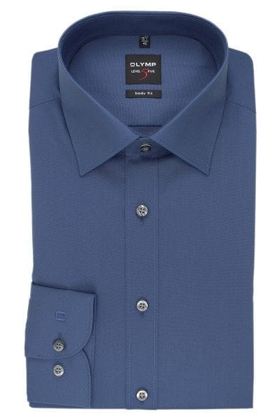 Olymp Level Five Body Fit Hemd rauchblau, Einfarbig