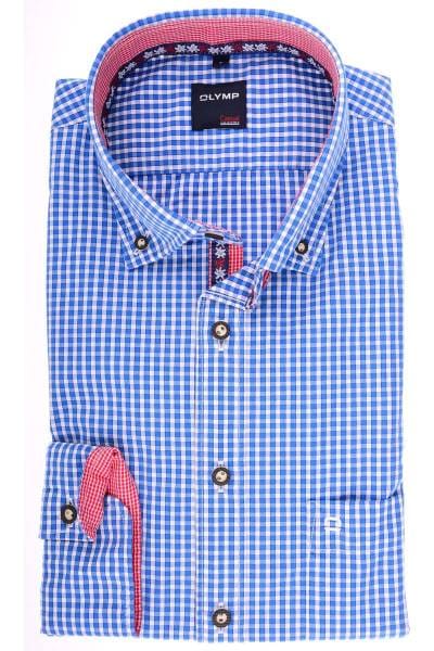 OLYMP Modern Fit Trachtenhemd blau/weiss, Kariert