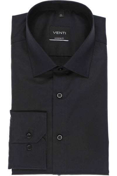 Venti Hemd - Modern Fit - schwarz, Einfarbig