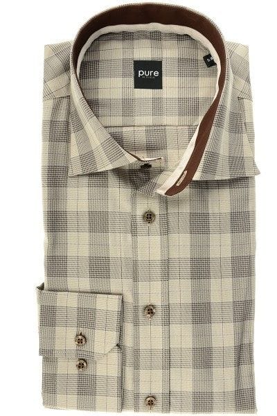 Pure Hemd - Fashion Fit - beige, Gemustert