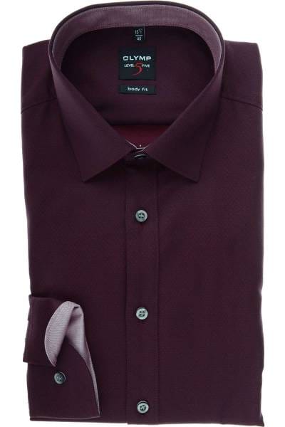 Olymp Level Five Body Fit Hemd chianti, Faux-uni