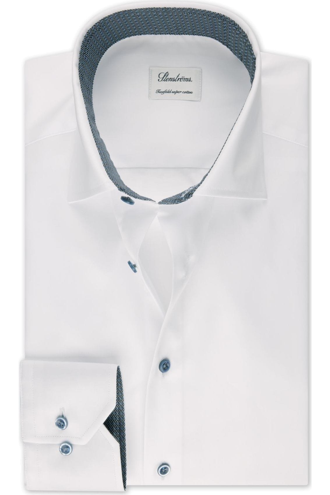 Stenströms Slimline Hemd weiss, Einfarbig 42 - L