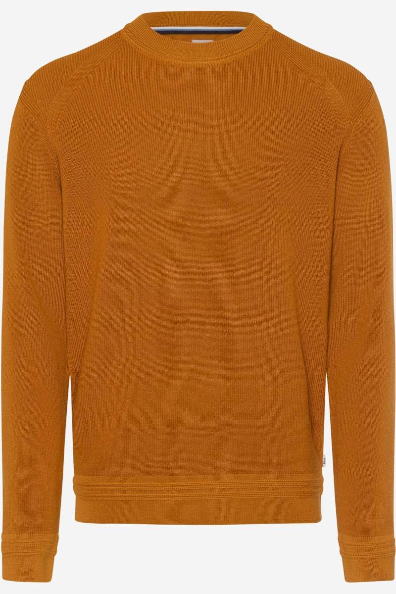 Brax Modern Fit Gebreide trui ronde hals oranje, Effen