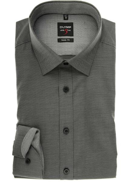 OLYMP Level Five Body Fit Hemd grau, Faux-uni