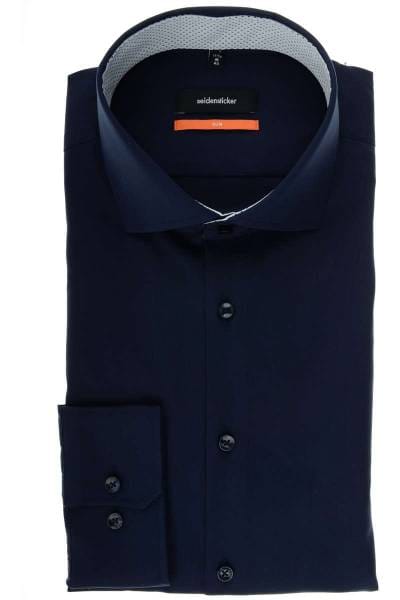 Seidensticker Slim Fit Hemd dunkelblau, Einfarbig