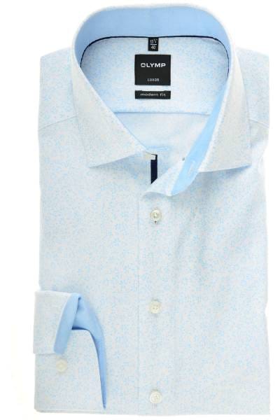 OLYMP Luxor Modern Fit Hemd weiss/blau, Gemustert