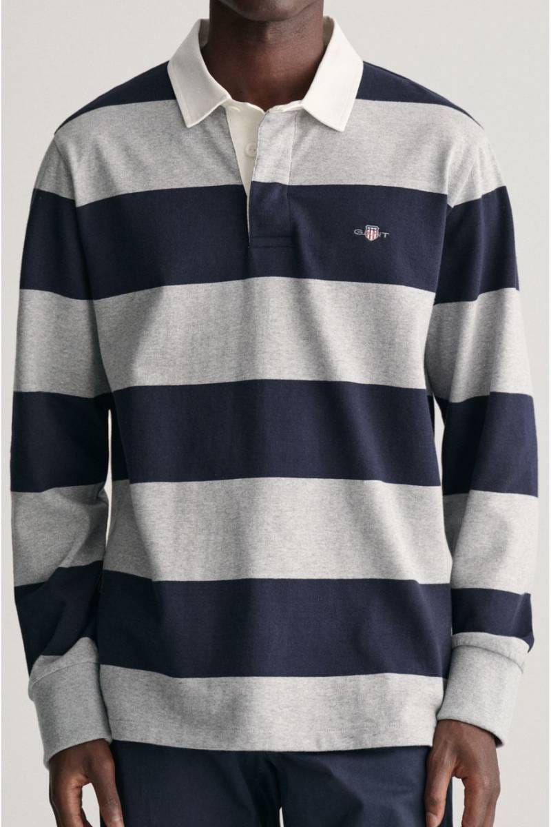 GANT Regular Fit Polo shirt grijs/blauw, Horizontale strepen
