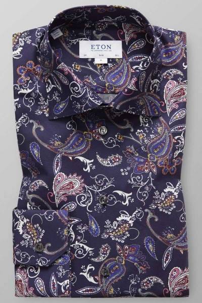 ETON Contemporary Fit Hemd marine/weiss, Paisley