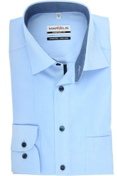Marvelis Comfort Fit Hemd bleu, Einfarbig