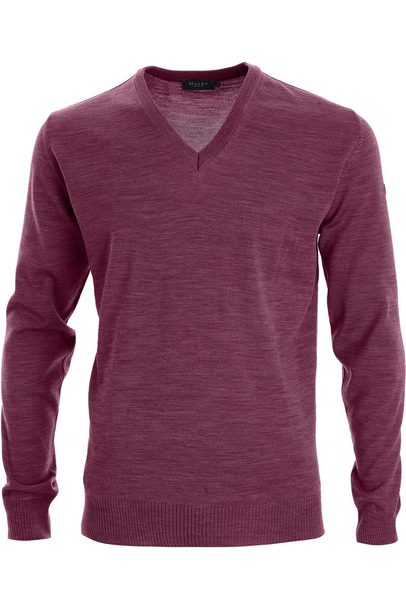 MAERZ Classic Fit Strickpullover V-Ausschnitt lila, einfarbig MAERZ Classic Fit Strickpullover V-Ausschnitt lila, einfarbig