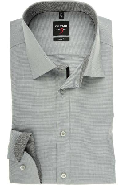 OLYMP Level Five Body Fit Hemd grau, Faux-uni