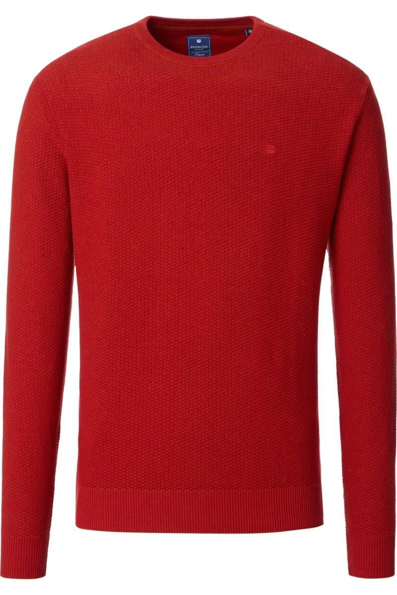 Redmond Regular Fit Herren Pullover Rundhals rot, Einfarbig