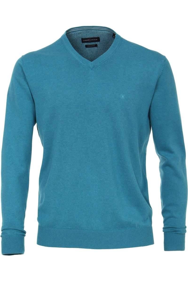 Casa Moda Strickpullover V-Auschnitt türkis, einfarbig