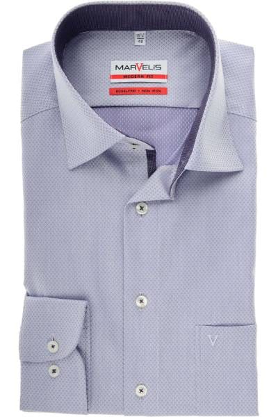Marvelis Modern Fit Hemd flieder/weiss, Gemustert