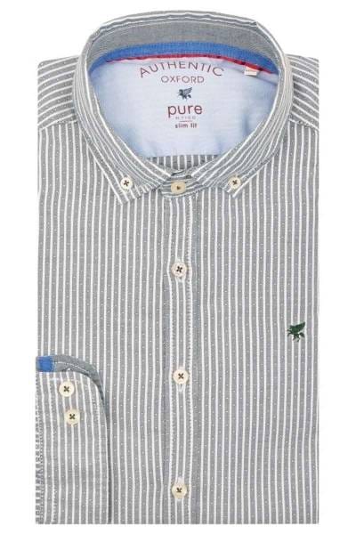 Pure Slim Fit Hemd grün, Gestreift