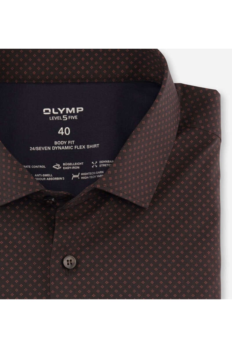 OLYMP Level Five Body Fit Galahemd – Langarm, Popeline Beige, 97% Baumwolle – Slim Fit Mit New Kent Kragen