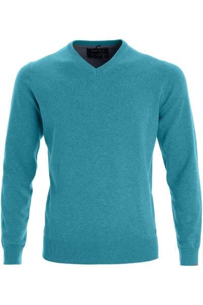Marvelis Strickpullover V-Ausschnitt türkis, einfarbig