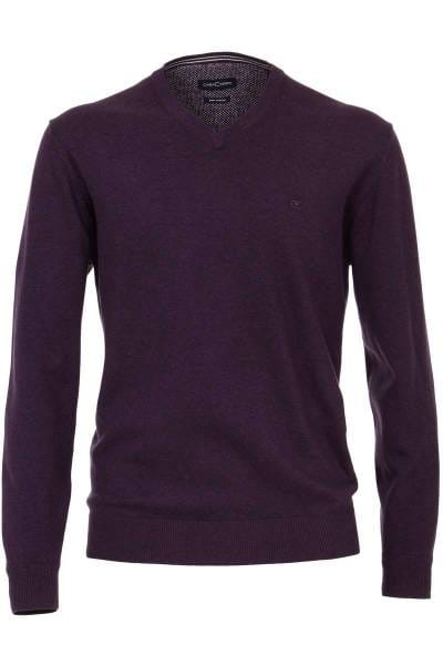 Casa Moda Strickpullover V-Ausschnitt pflaume, einfarbig