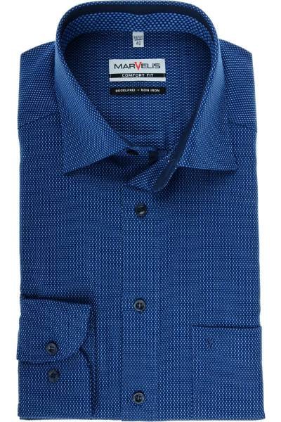 Marvelis Comfort Fit Hemd marine/bleu, Strukturiert