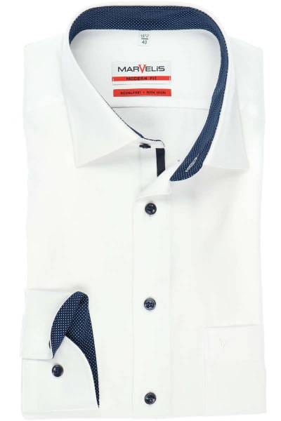 Marvelis Modern Fit Hemd weiss, Einfarbig